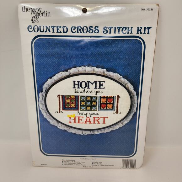 The New Berlin Co Counted Cross Stitch Kit Home Is Where You Hang Your Heart - Picture 1 of 3
